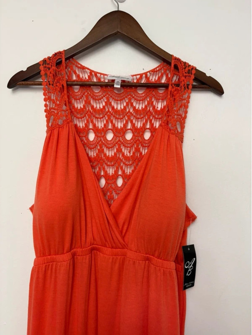 NWT Allison Brittney Orange Crochet Back Maxi Dress Plus Size 3X